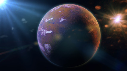 Plakat beautiful exoplanet orbiting an alien binary star system 