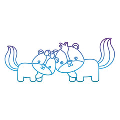 cute couple of skunks icon over white background vector illustration