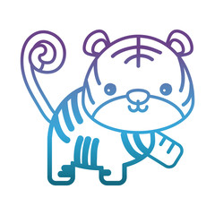 cute tiger icon over white background vector illustration
