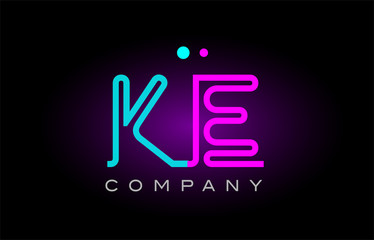 neon lights alphabet ke k e letter logo icon combination design