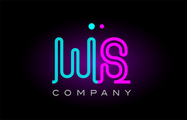 neon lights alphabet ws w s letter logo icon combination design
