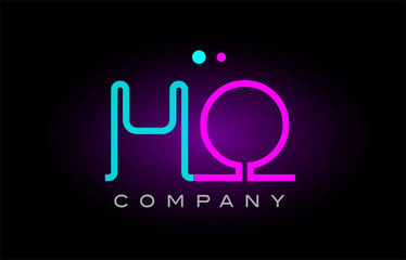 neon lights alphabet ho h o letter logo icon combination design