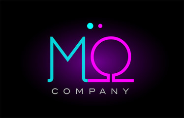 neon lights alphabet mo m o letter logo icon combination design