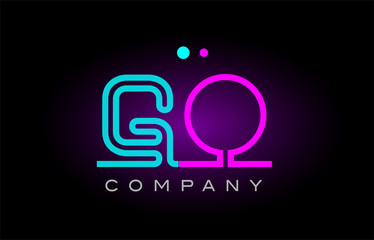 neon lights alphabet go g o letter logo icon combination design