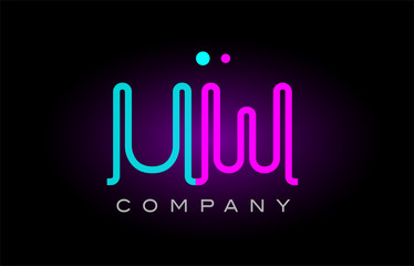 neon lights alphabet uw u w letter logo icon combination design