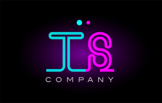 neon lights alphabet ts t s letter logo icon combination design