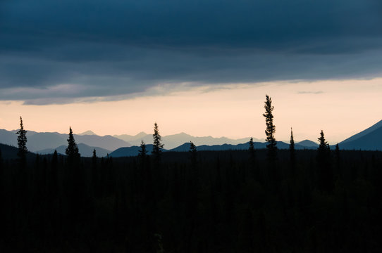 Paesaggio dal campeggio del Denali McKinley, Alaska