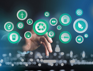 View of a Technology ecologic interface with icon displayed on a technology interface