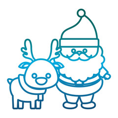 cartoon santa claus and deer  icon over white background vector illustration