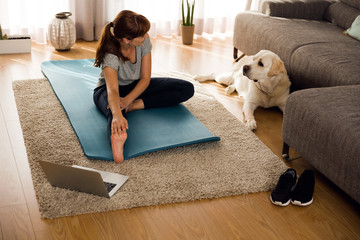 Doing exercise with my lazy dog