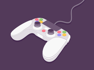 Video game controller. Isometric gamepad vector illustration