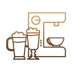 coffee machine and coffee mug icon over white background vector illustration