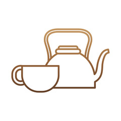 kettle and coffee mug icon over white background vector illustration