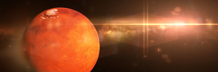 planet Mars the beautiful Milky Way galaxy and the Sun © dottedyeti
