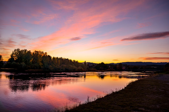 light and land fjord landscape with pink sky © busenlilly666