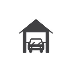 Car garage icon vector, filled flat sign, solid pictogram isolated on white. Indoor parking symbol, logo illustration.