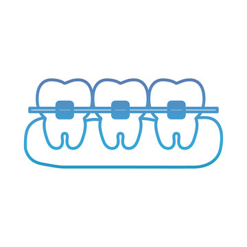 teeth with brakets icon over white background vector illustration