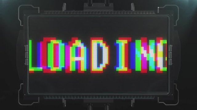 jumpy retro videogame loading text on futuristic tv screen animation seamless loop ... New quality universal vintage techno motion dynamic animated background colorful joyful cool video footage