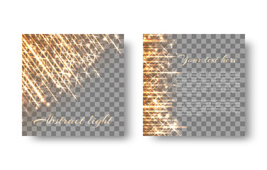 Flickering golden sparks, rays and particles for a Christmas decoration on a transparent backdrop.