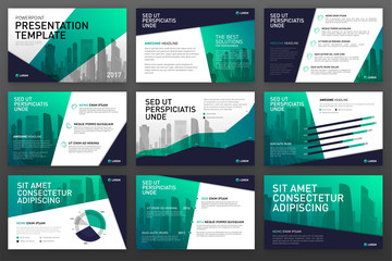 Business presentation templates set. Use for powerpoint background, keynote template, ppt layout, brochure design, website slider, landing page, corporate annual report, brochure cover. - obrazy, fototapety, plakaty