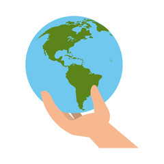 Hand with earth world icon vector illustration graphic design