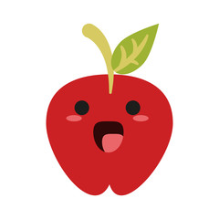 Delicious apple fruit cute kawaii cartoon vector illustration