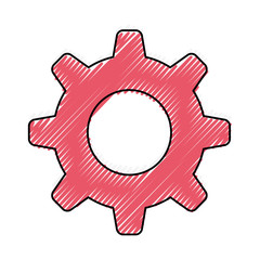 flat line colored gear doodle over white background vector illustration