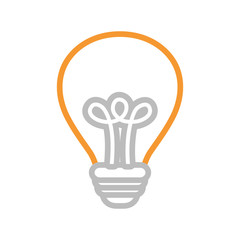 flat line colored light bulb over white background  vector illustration