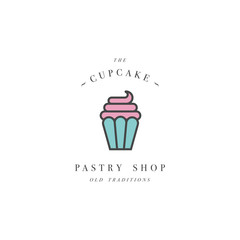 cupcake logo concept in simple style