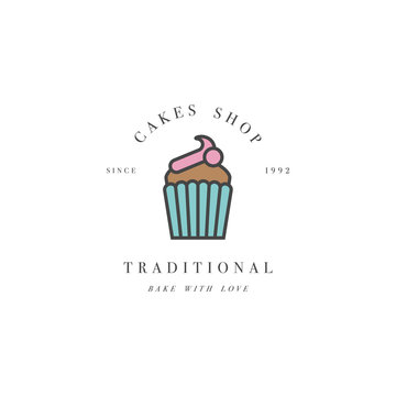 cupcake logo concept in simple style