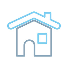 flat line colored house over white background  vector illustration