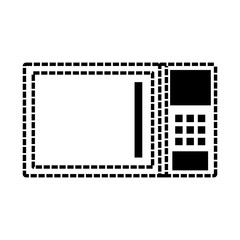 Fototapeta na wymiar flat line uncolored microwave sticker over white background vector illustration