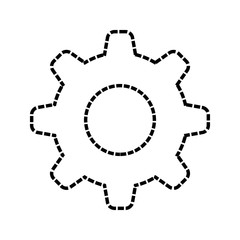 flat line uncolored gear  sticker over white background vector illustration