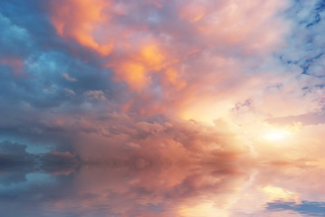 Naklejka na ściany i meble Sky background on sunset.