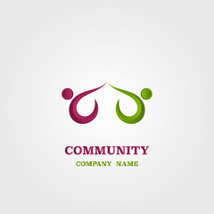 Global community or teamwork or social network people icon, logo