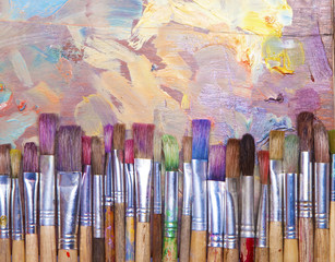 Fototapeta premium Paint Brushes On Palette