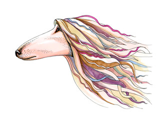 Obraz na płótnie Canvas Graphic pen dot illustration. Animal's head. Marker dog's head