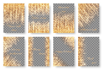 A set of bright backgrounds with shiny sparkles for the design of greeting cards, invitations