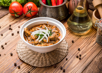 Chikhirtma - traditional Georgian soup. made with rich chicken broth