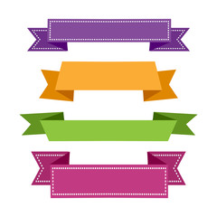 Colorful set ribbon. Ribbons banners. Vector illustration