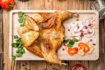 Georgian roasted chicken with grilled vegetables