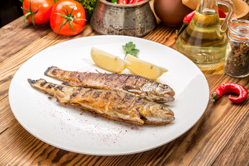 Fish dish - fried  fillet with vegetables