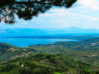 blue lagoon coast landscape ionian sea on Corfu island