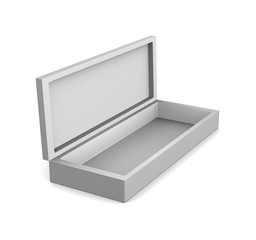 Realistic white box isolated on white background. 3d illustration