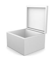 Realistic white box isolated on white background. 3d illustration