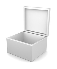 Realistic white box isolated on white background. 3d illustration