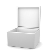 Realistic white box isolated on white background. 3d illustration