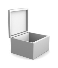 Realistic white box isolated on white background. 3d illustration