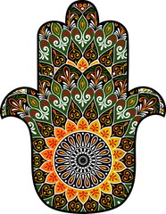 Hamsa with round ethnic pattern