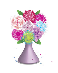 bouquet of beautiful flowers isolated on white background.Vector Illustration. Clipart